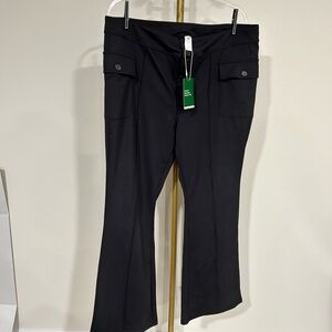 Black Flared Pants with Faux Cargo Pockets